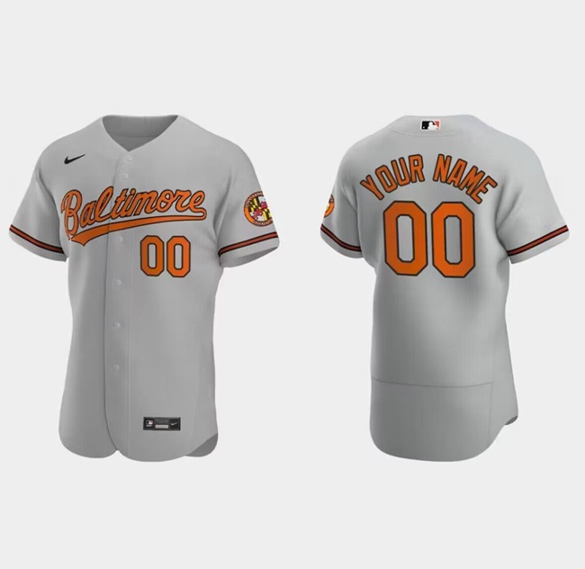 Men's Baltimore Orioles Active Player Custom Gray Flex Base Stitched Baseball Jersey